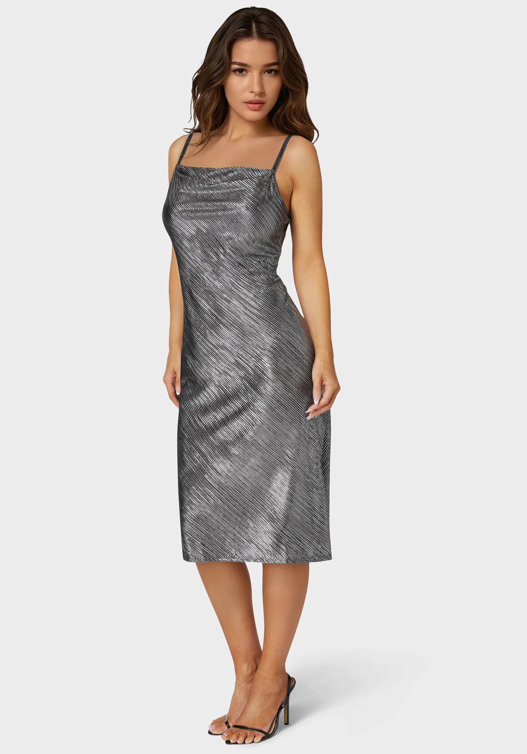 Metallic Dulce Pleat Midi Dress Garden Fresh