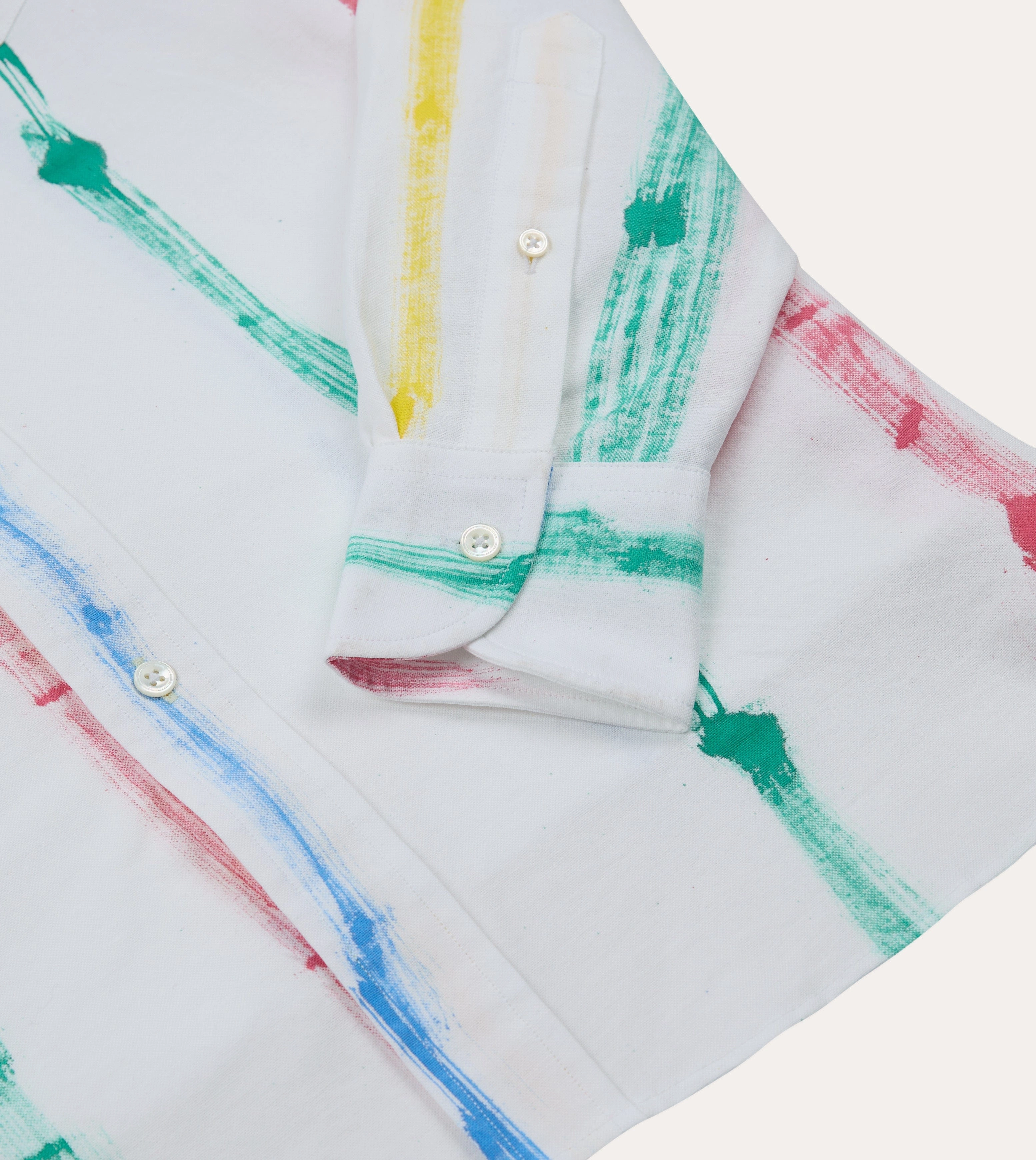 Michael McGregor for Drake??s Hand-Painted Stripe Cotton Oxford Cloth Button-Down Shirt Mature Elegance