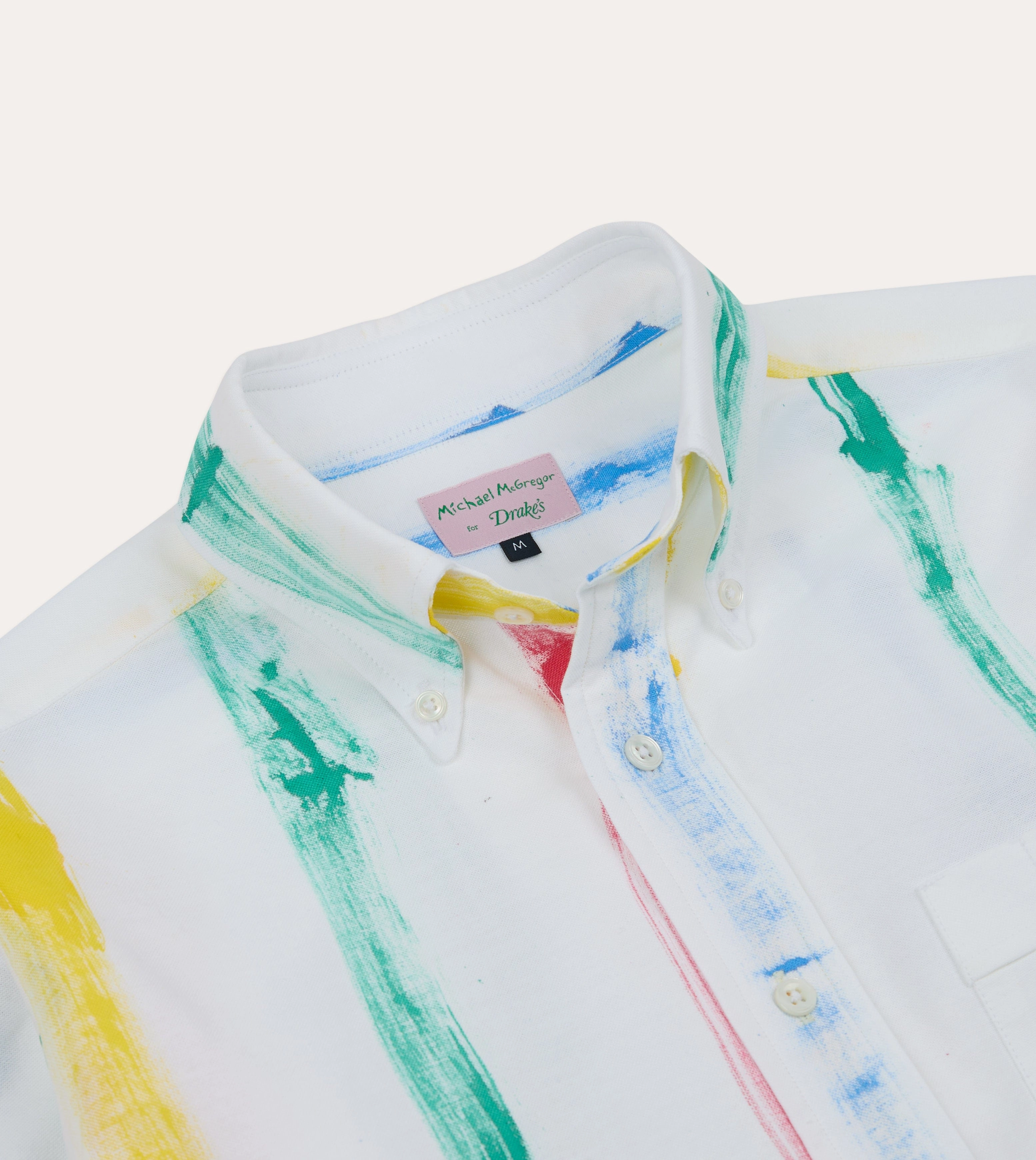Michael McGregor for Drake??s Hand-Painted Stripe Cotton Oxford Cloth Button-Down Shirt Dynamic Design