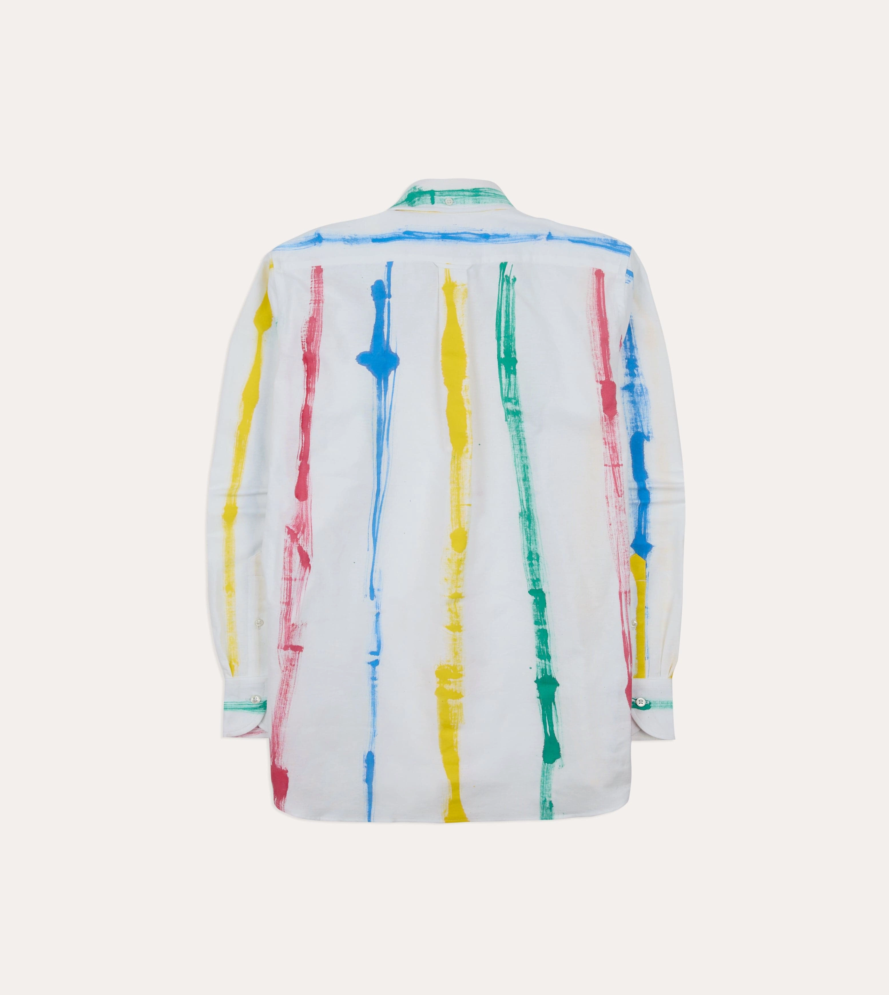 Michael McGregor for Drake??s Hand-Painted Stripe Cotton Oxford Cloth Button-Down Shirt Soft Stretch Collar