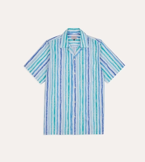 Michael McGregor for Drake's Stripe Camp Collar Shirt decorative element