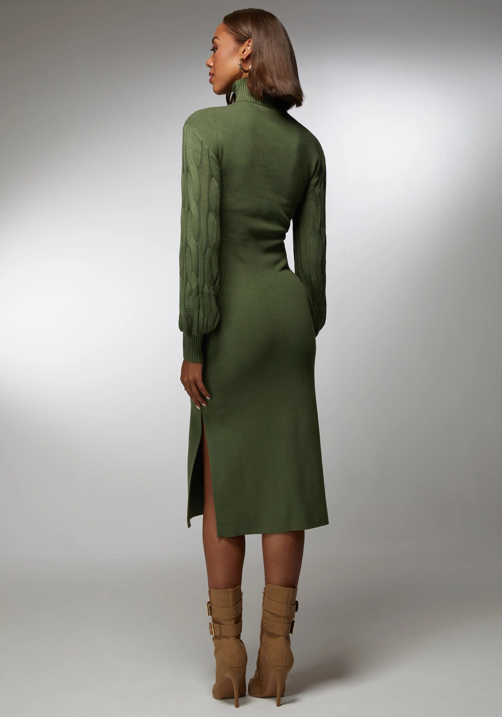 Street Vibe Ruched-Detail Midi Sweater Dress