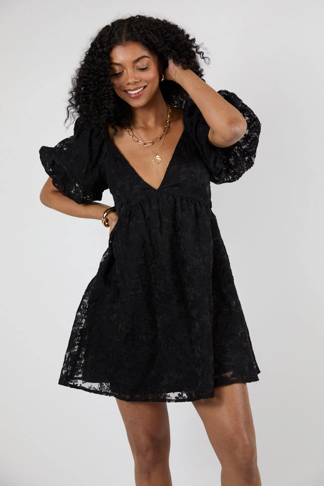 Midnight Muse Black Lace Babydoll Dress SALE City Mood