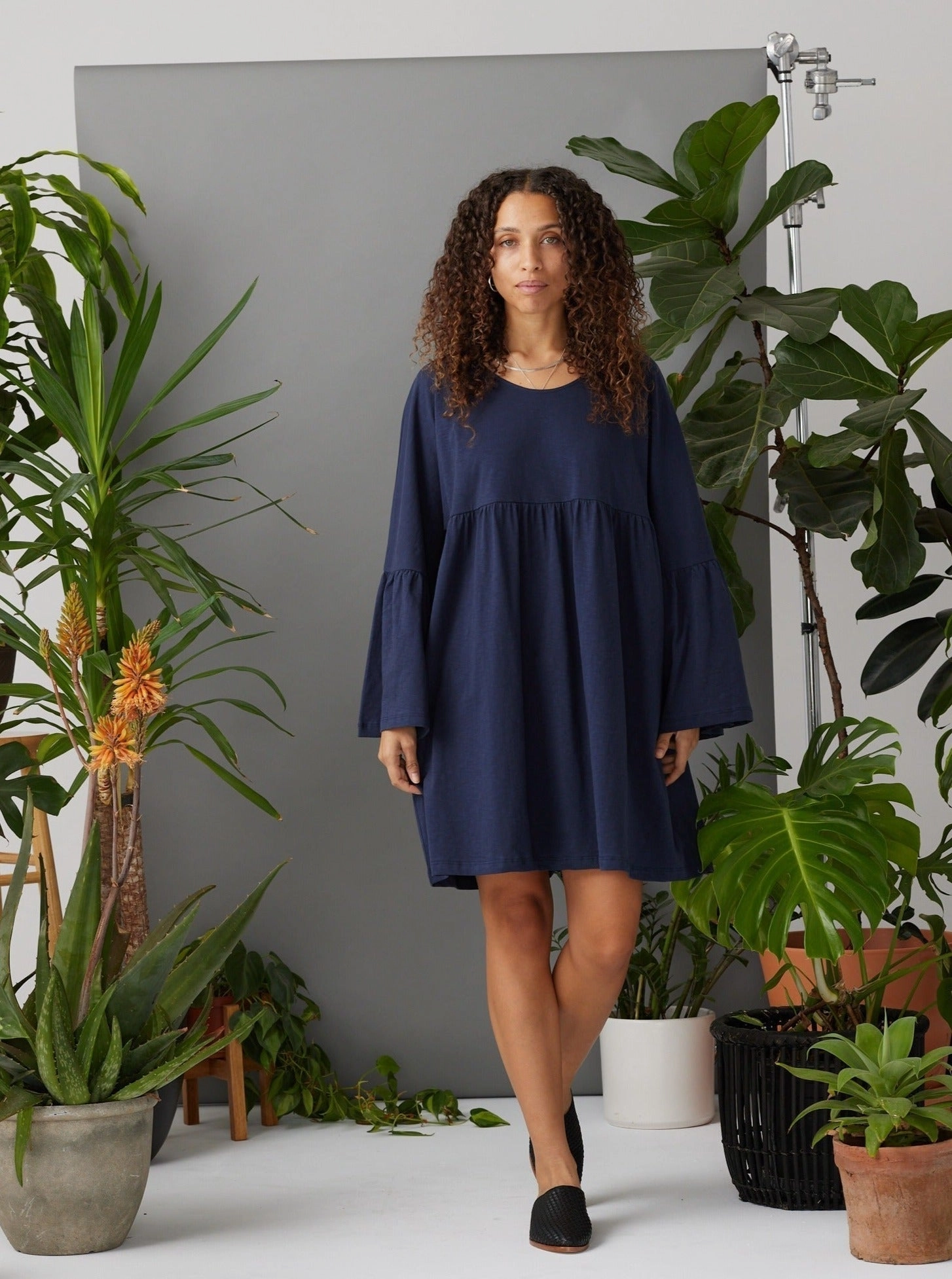 Miller Dress - Dark Blue Satin-Edge