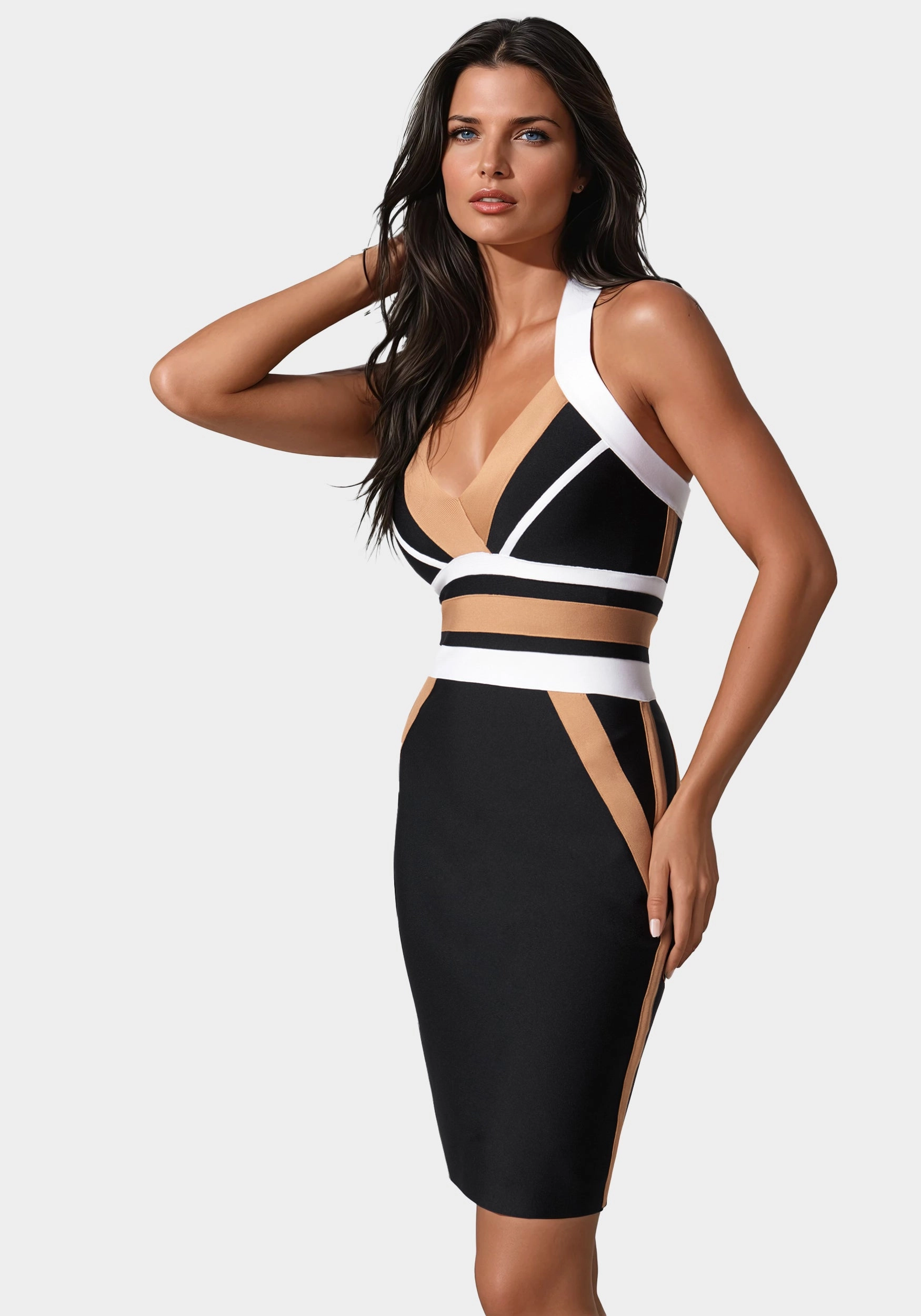 Halter Neck Bandage Dress London Edge Shimmer-Finish