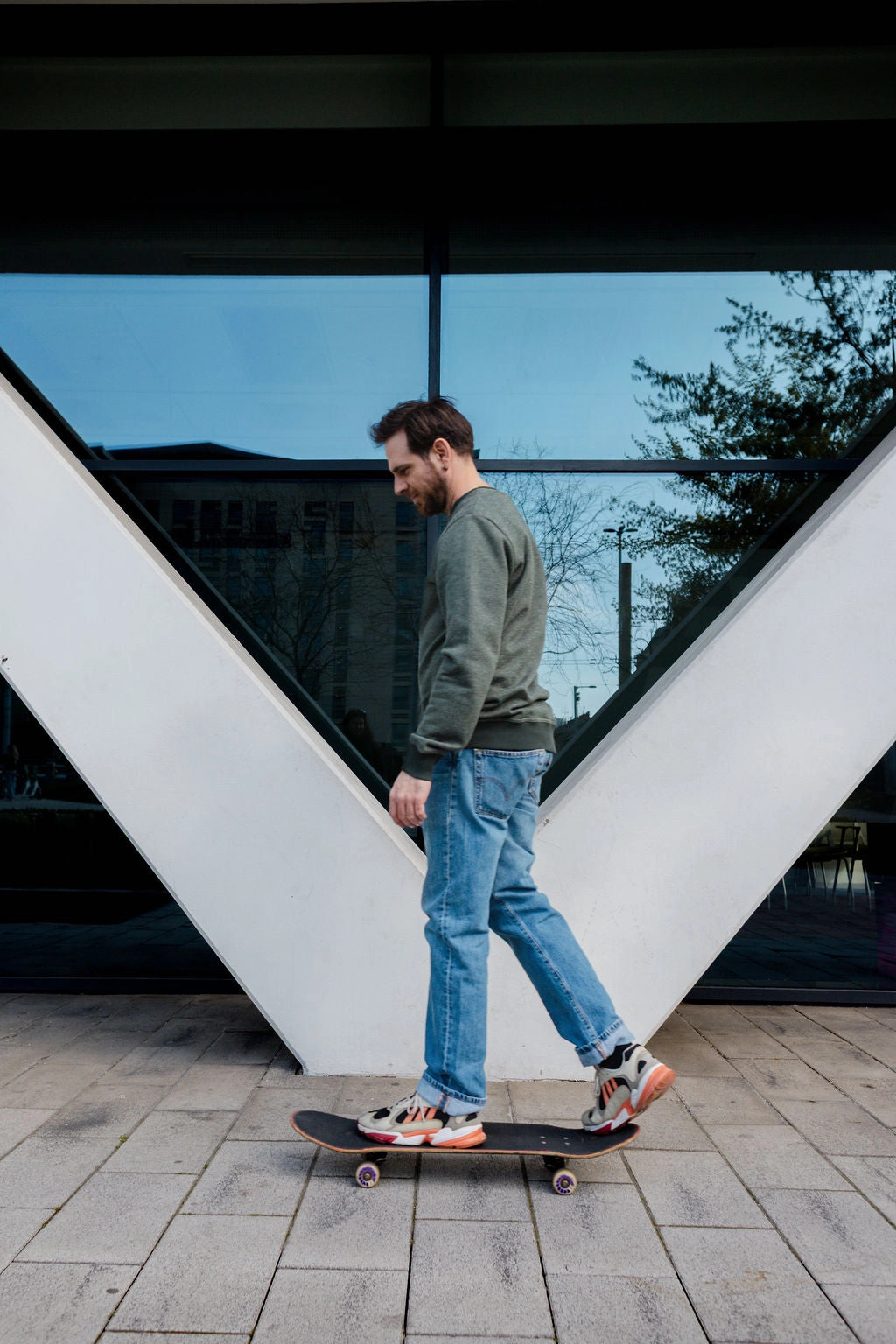 BICOLOR CREWNECK / PINE Oversized Design Fresh Active