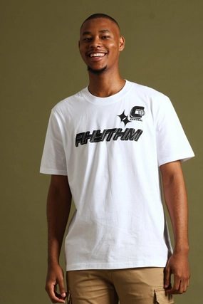 Rhythm Print Tee - White Timeless Comfort Wear TearResistant Fabric