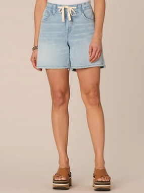 Outerwear Friendly "Ab"leisure Skyrise Drawstring Relaxed Petite Shorts with Side Slit