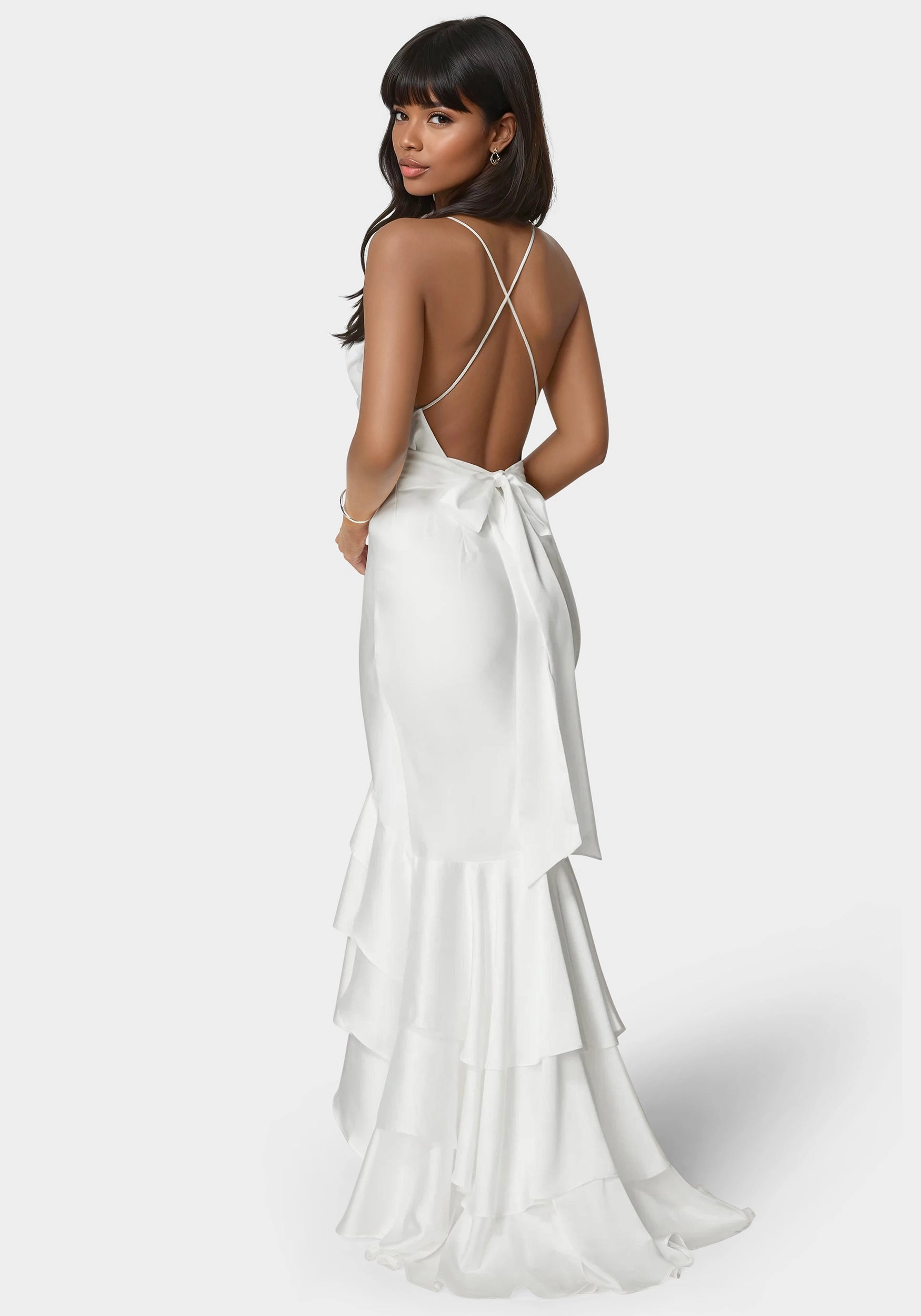 Tiered Satin High Low Gown Chic formal attire