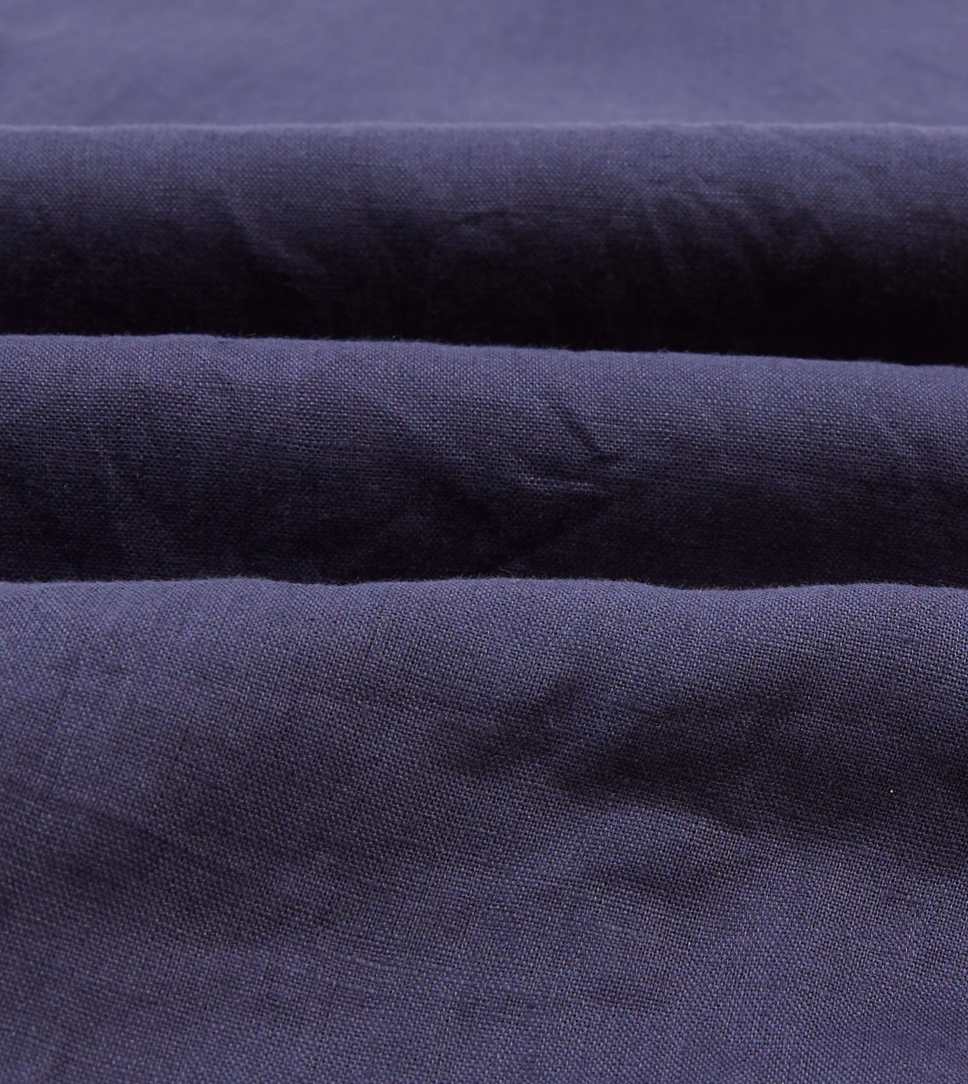 Cuffed hem Navy Linen Camp Collar Short Sleeve Shirt