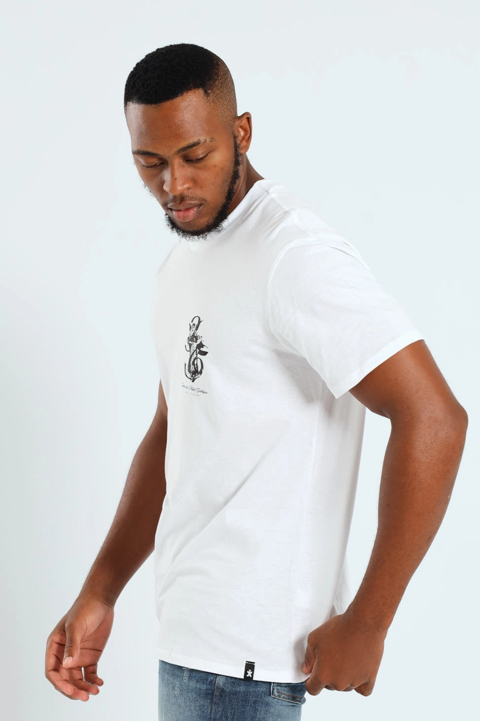 Wrinkle Resistant Double Stitched Hem Angel Front & Back Print Tee - White