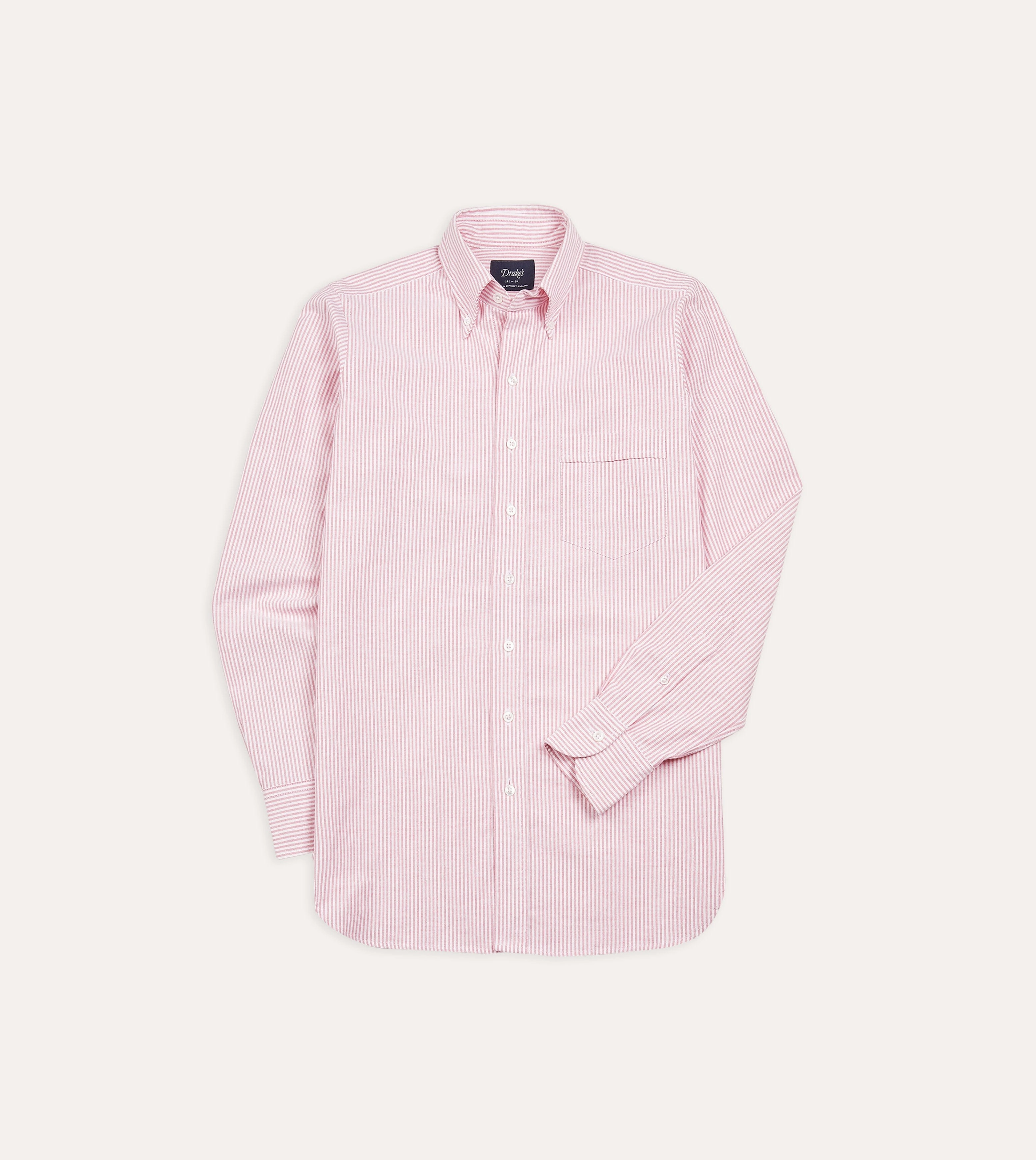 Pink Ticking Stripe Cotton Oxford Cloth Button-Down Shirt Eco-Friendly Choice Urban Edge