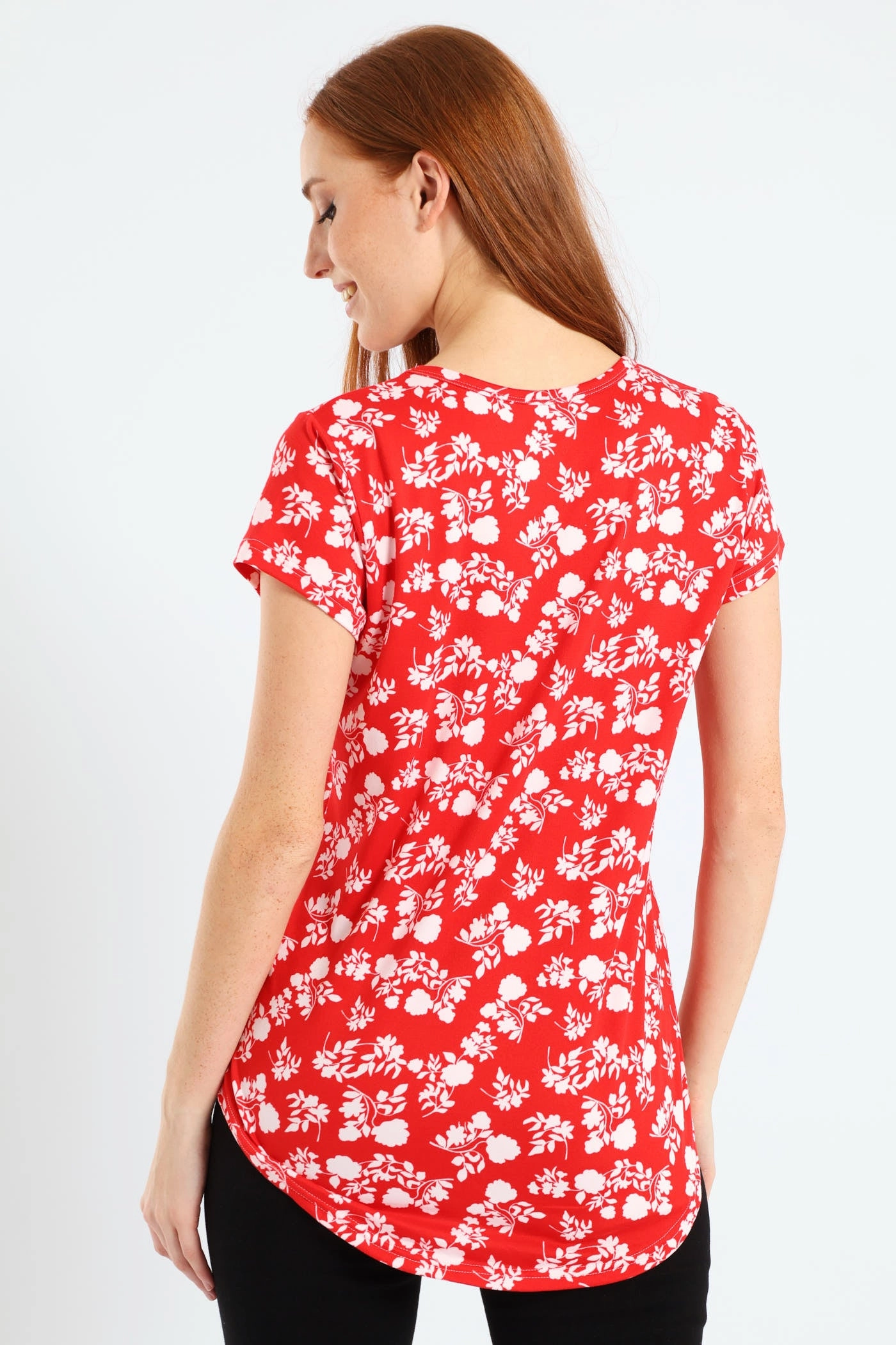 Water resistant coating Two Tone Floral Pocket Tee - White/Red