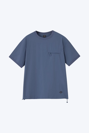 Stylish Look Nylon Drawstring Hem Welt Pocket Tee - Steel Blue