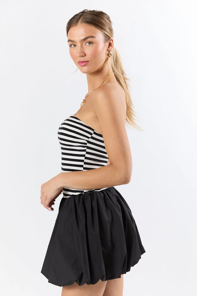 Moments Like This Black and White Striped Bubble Hem Dress FINAL SALE Cozy Layering