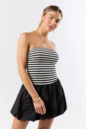 Moments Like This Black and White Striped Bubble Hem Dress FINAL SALE Trendy Layer