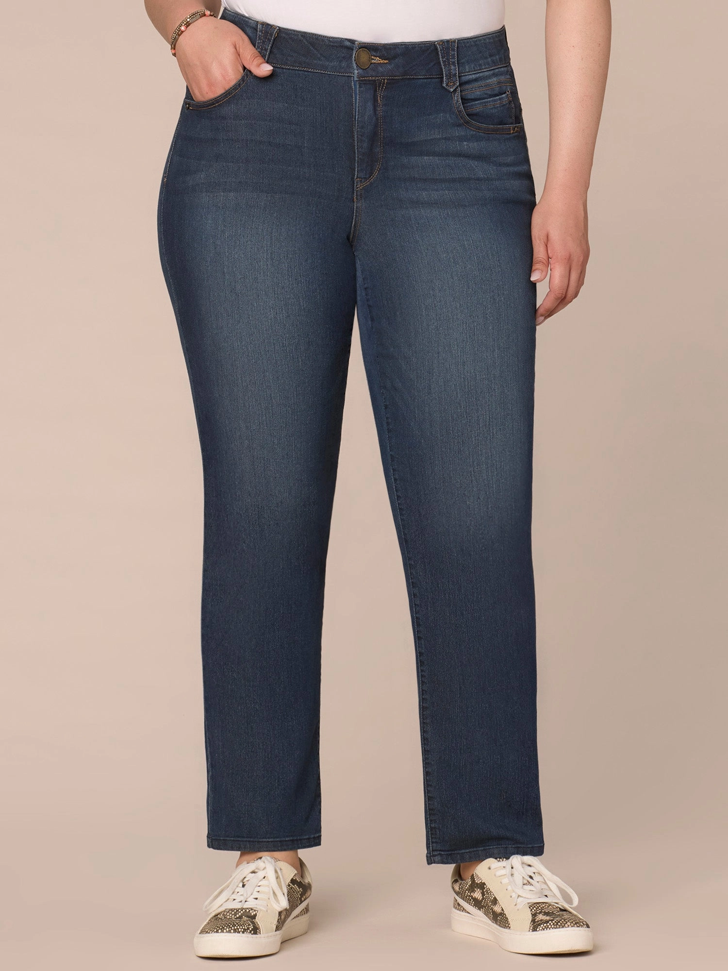 Picnic Style Modern Stretch Denim "Ab"solution? Straight Leg Plus Indigo Jeans