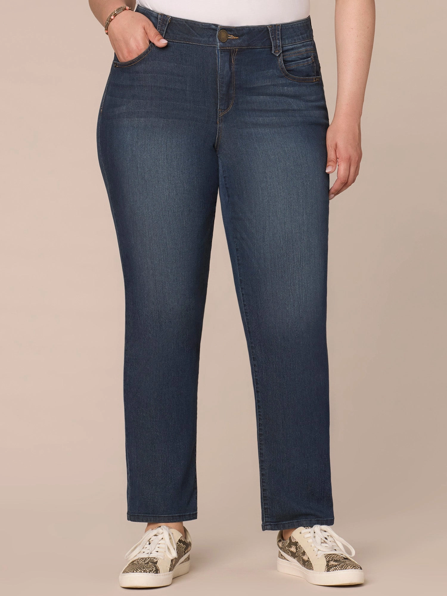 Stretch Denim "Ab"solution? Straight Leg Plus Indigo Jeans Weekend Style Modern