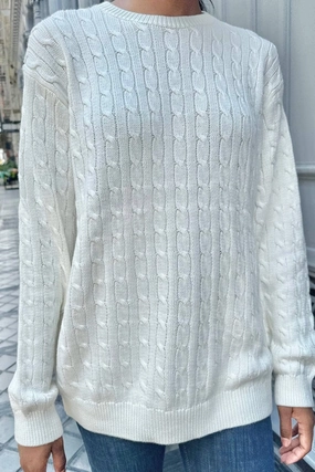 Cable Stitch Sport Flex Wear Brianna Cotton Cable Knit Sweater