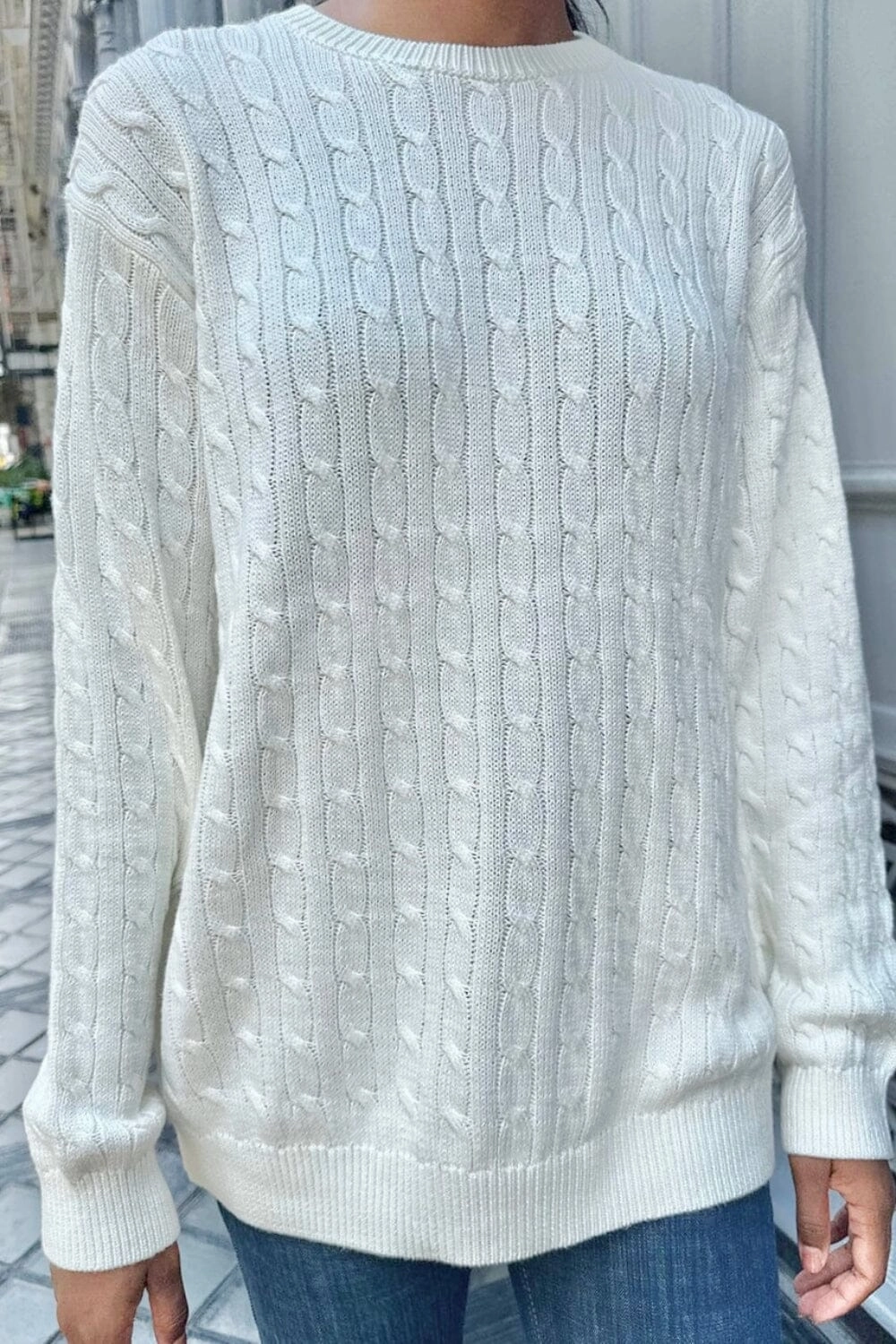 Cable Stitch Sport Flex Wear Brianna Cotton Cable Knit Sweater