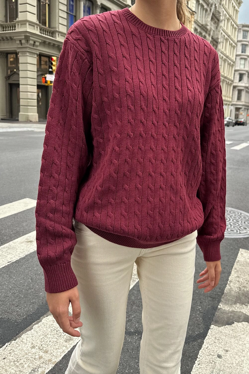 Chilly Layer Breathable wear Brianna Cotton Cable Knit Sweater