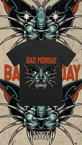 Panther Moth Tee / Front Print EasyCareFabric LatticeKnit