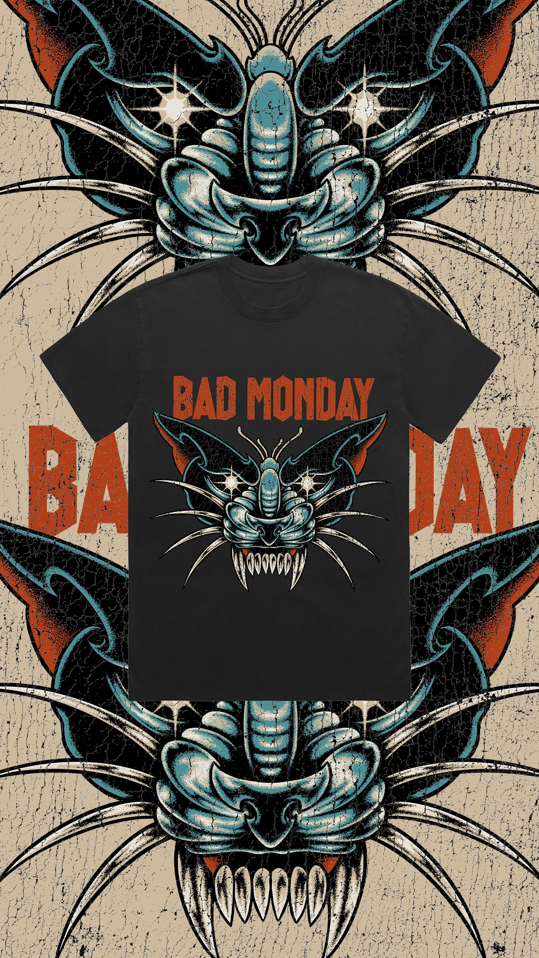 Panther Moth Tee / Front Print Quick-Dry Fabric