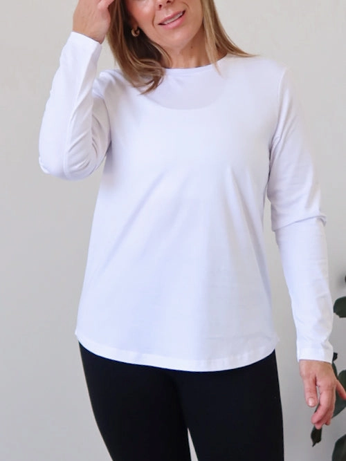 Noni Long Sleeve Tee - White Easy to match Running - wear