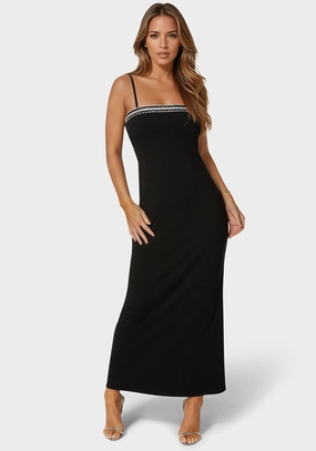 Understated Elegance All-Purpose Wear Diamond Trim Rib Maxi Dress