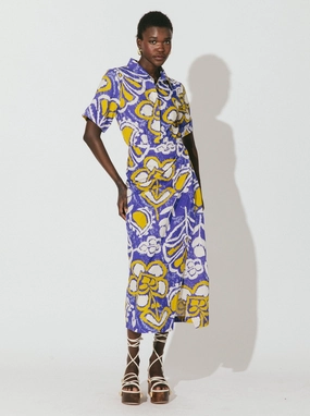 Clasp-Closure Stain-Resistant Shonda Midi Dress - Azores