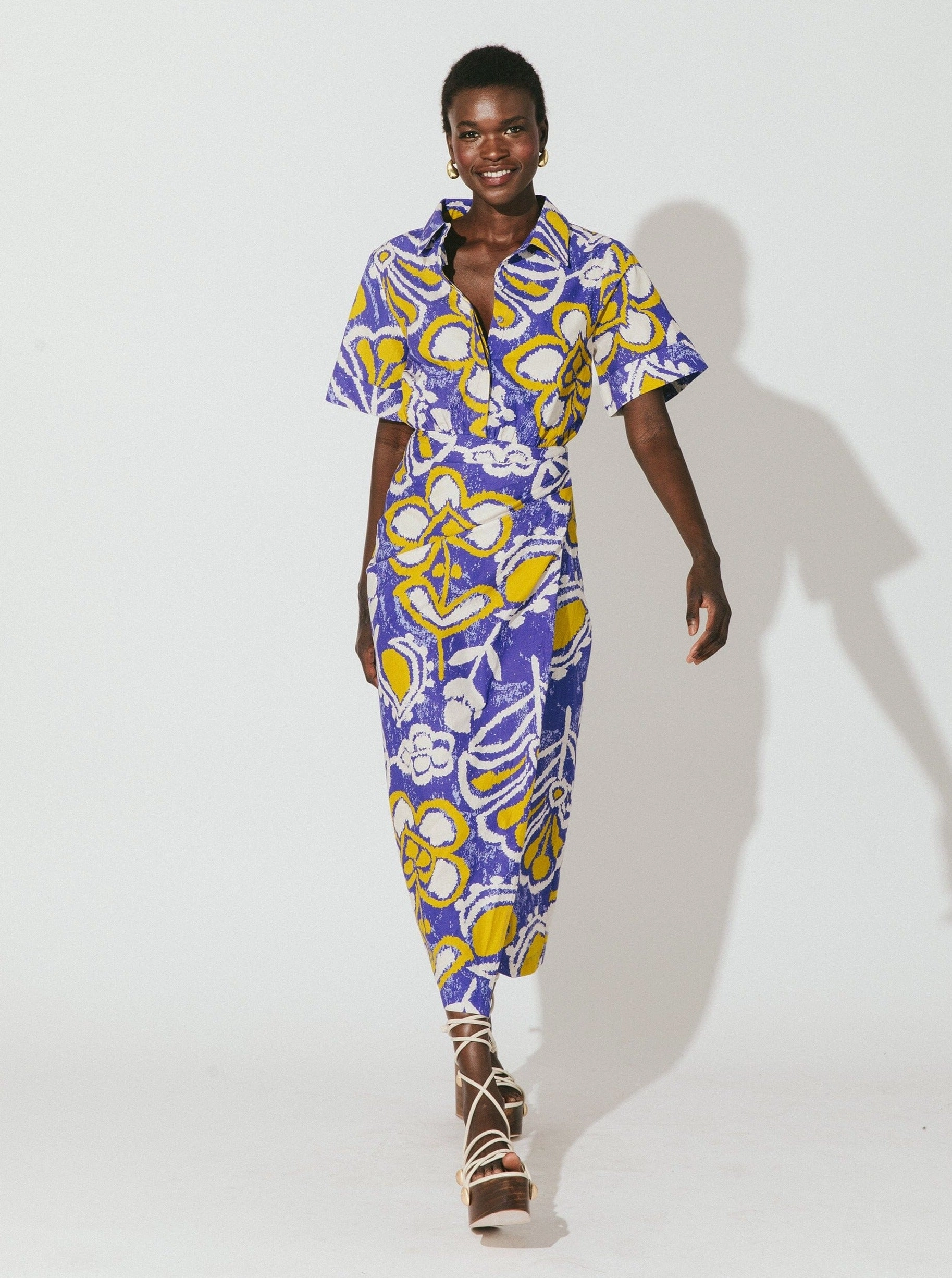 Printed-Fabric Shonda Midi Dress - Azores