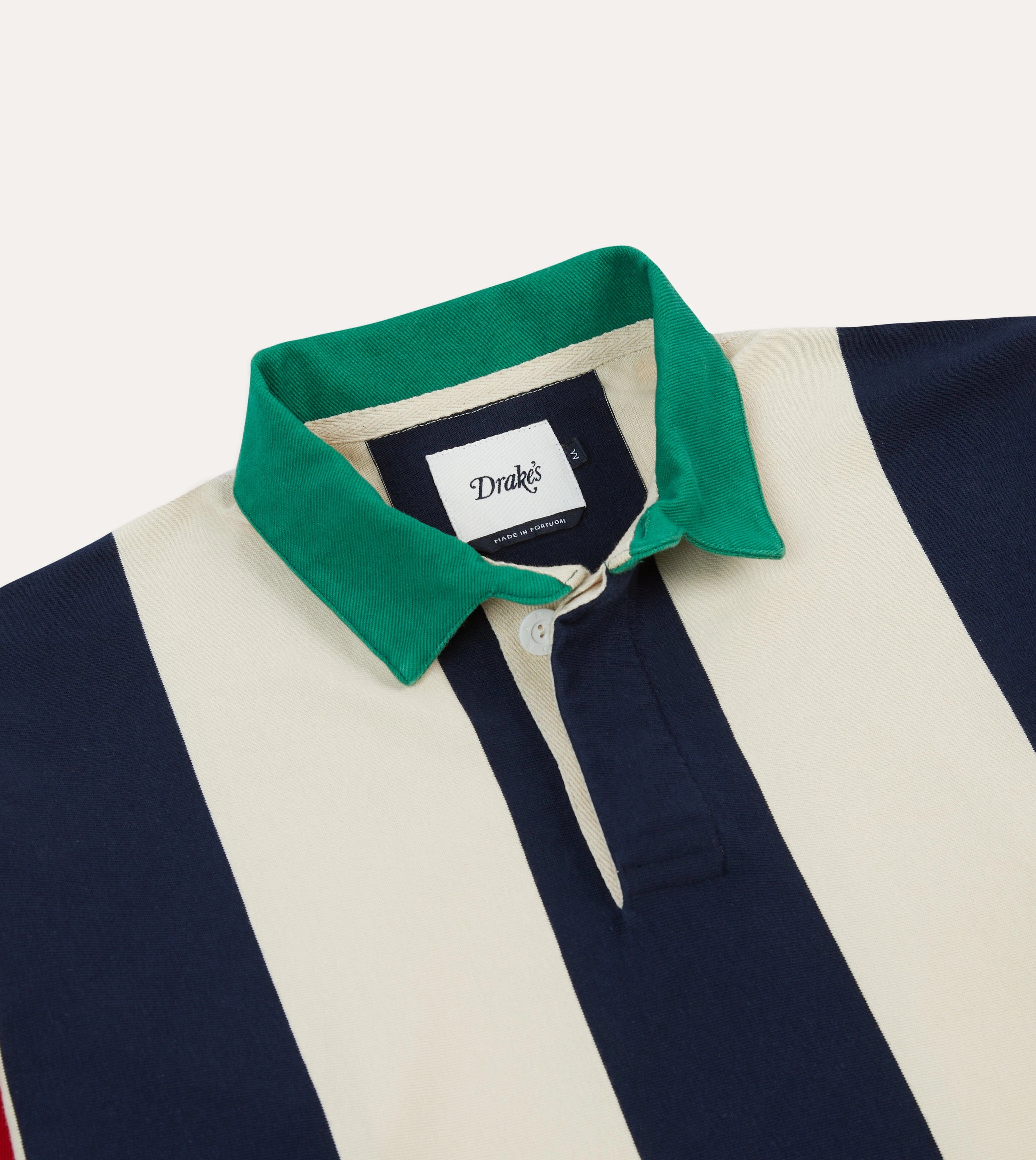 High-End Finish tall size Navy, Red and Ecru Vertical Block Stripe Cotton Rugby Shirt
