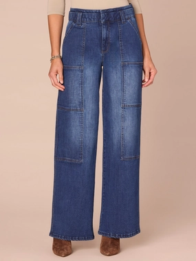 "Ab"solution? Skyrise Double Waistband Drop In Pocket Wide Leg Jeans Fits Everyone Classic Autumn Days Adult Fashion