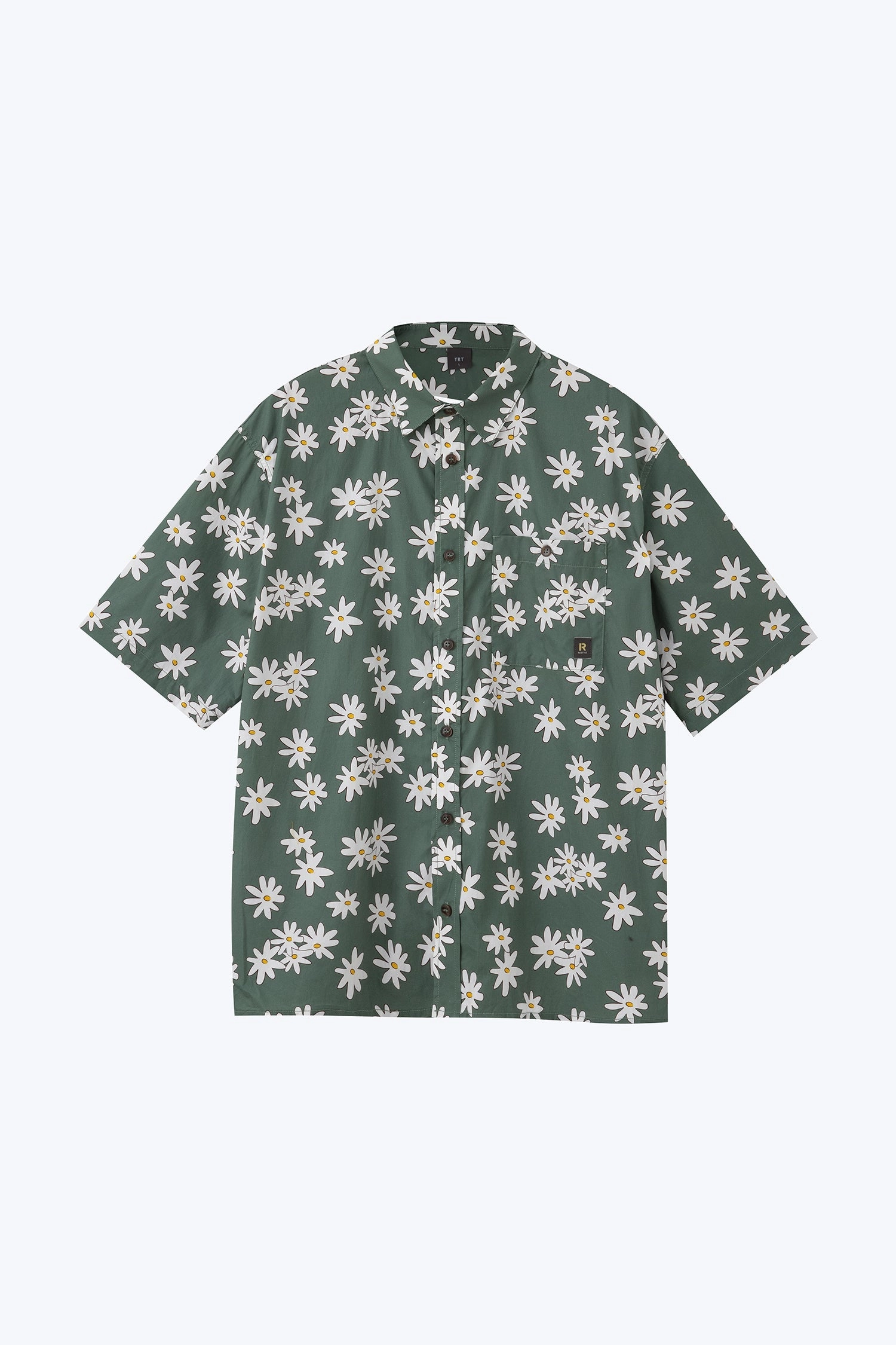 Floral Button-Up Shirt - Sage Comfortable Layering