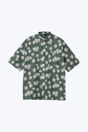 Floral Button-Up Shirt - Sage Comfortable Layering