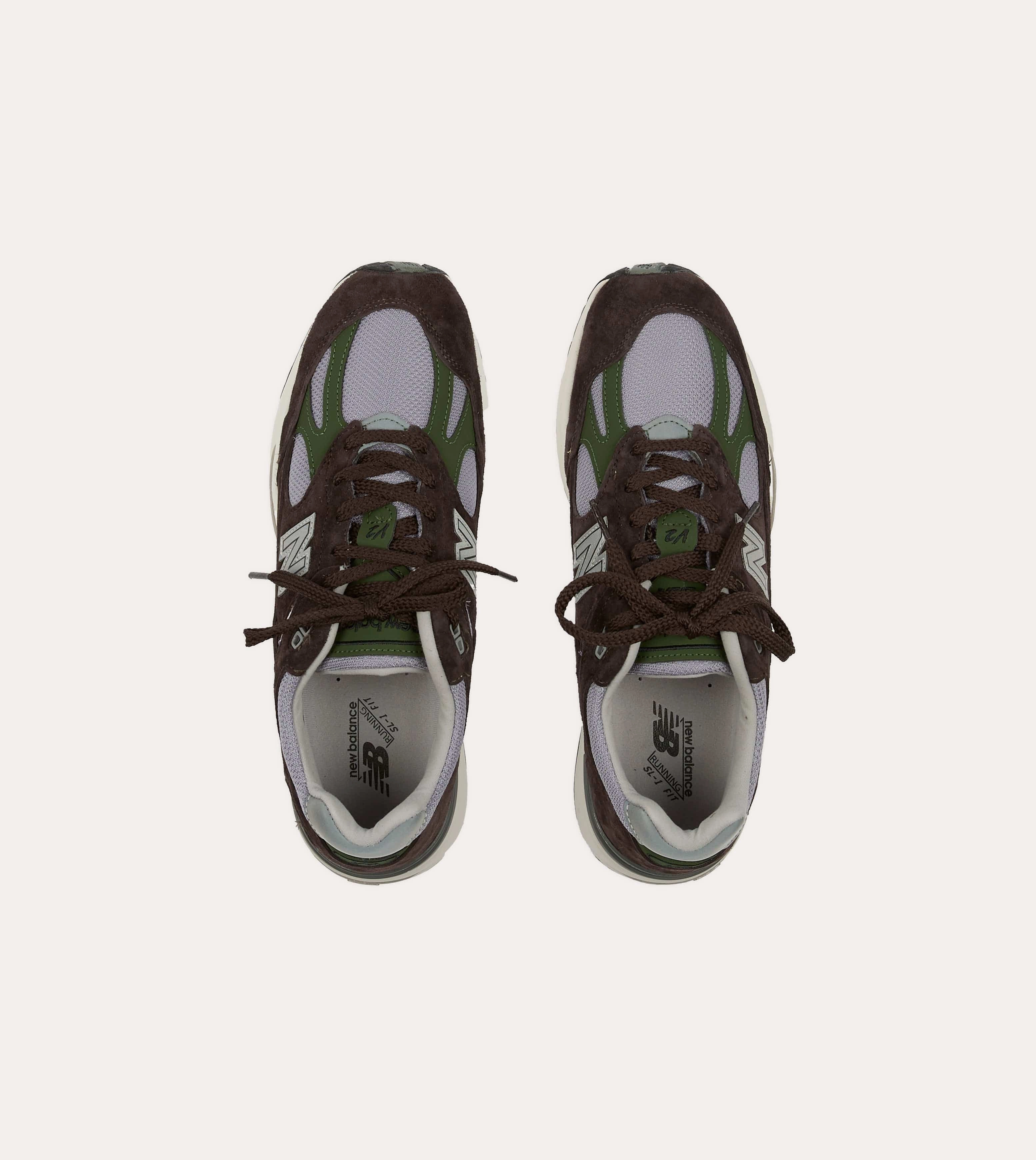 spring - loaded running option New Balance Brown 'Essentially Offbeat' Made in UK 991v2 Trainers