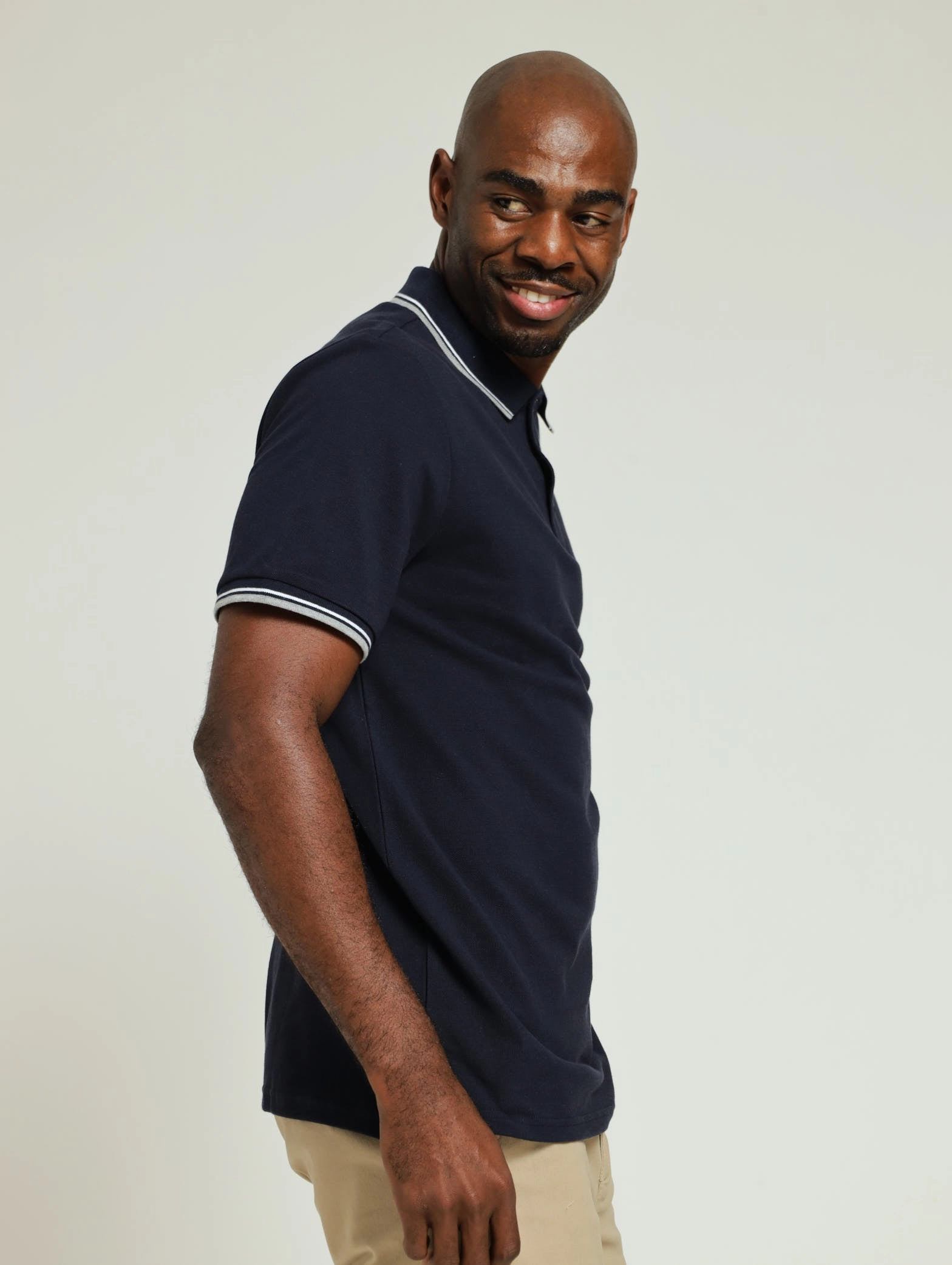 OekoTexCertified New Tipped Golfer - Navy