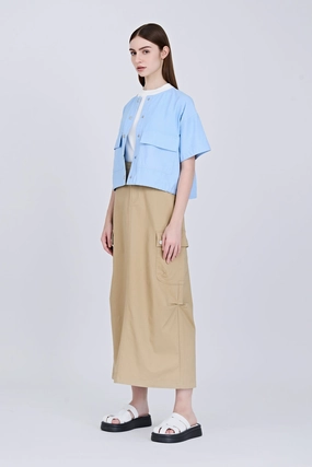 Ultra Comfort Front Fly Cargo Skirt - Khaki