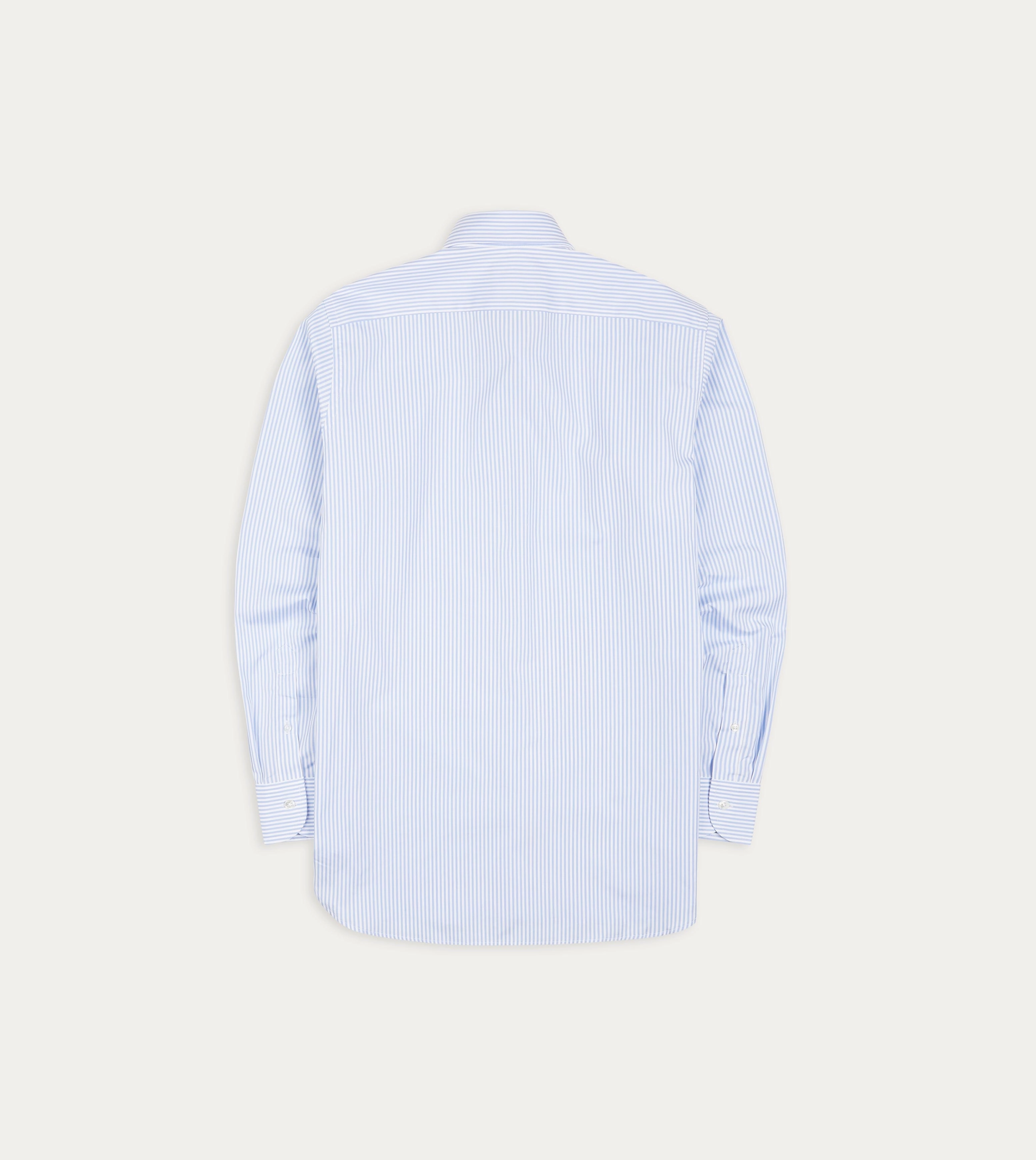 Everyday Outfit Classic Appeal Sky Blue and White Bengal Stripe Spread Collar Cotton Poplin Shirt