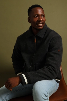 Melton Bomber Jacket - Charcoal Breathable Material