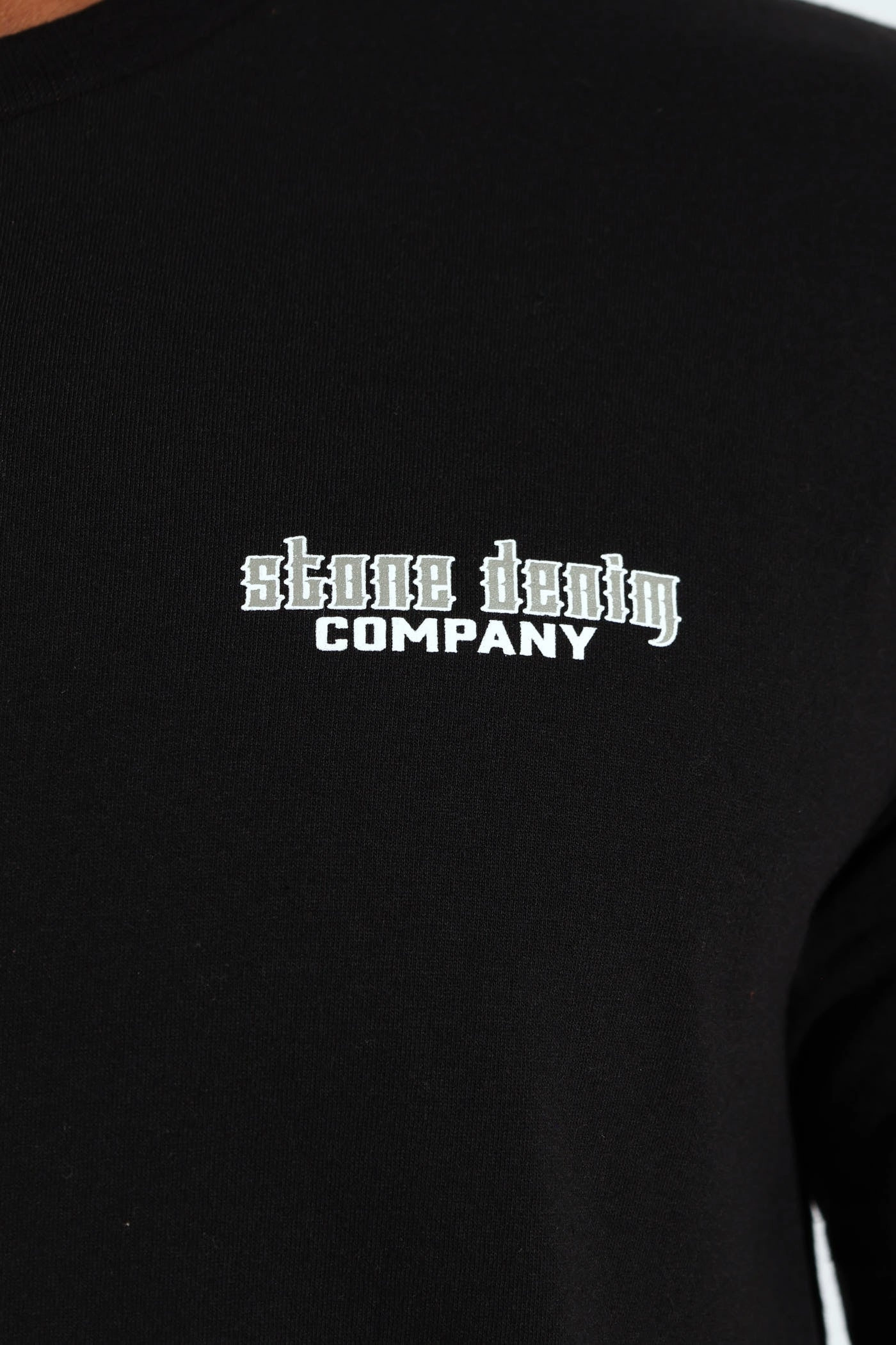 Stone Denim Skull Front & Back Tee - Black Street Casual Timeless Top