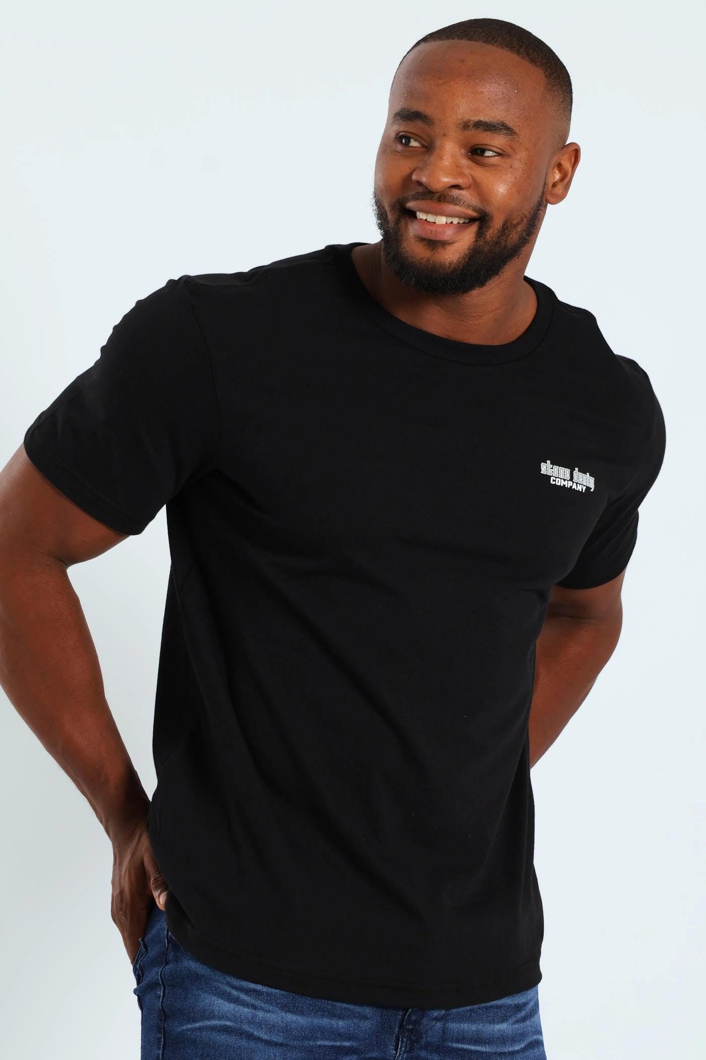 Stone Denim Skull Front & Back Tee - Black Easy Style EcoConscious Processing