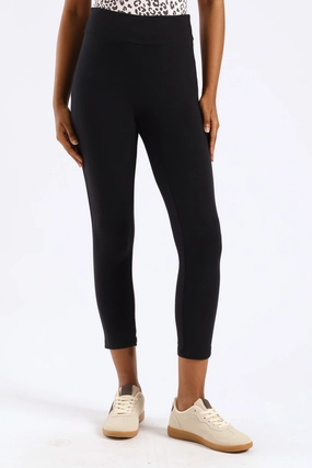 Active Layers Slim Look Fit Wide Waistband Crop Legging - Black