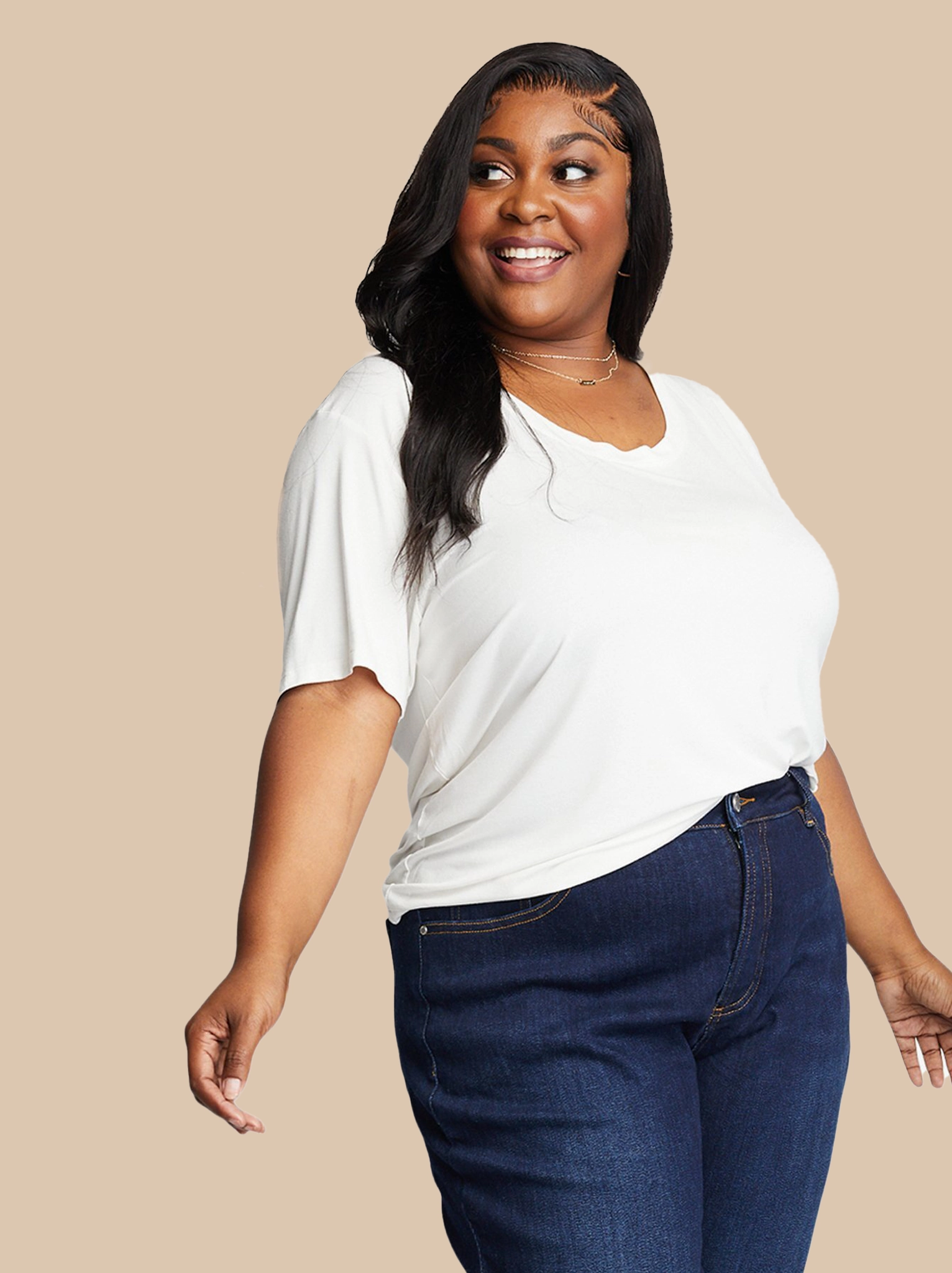 Mae Drapey Tee - White AllSeason Wearability Snag Resistant Fabric