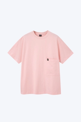 Curved Hem Design WrinkleResistant Cloth Waist Pocket Tee - Blush