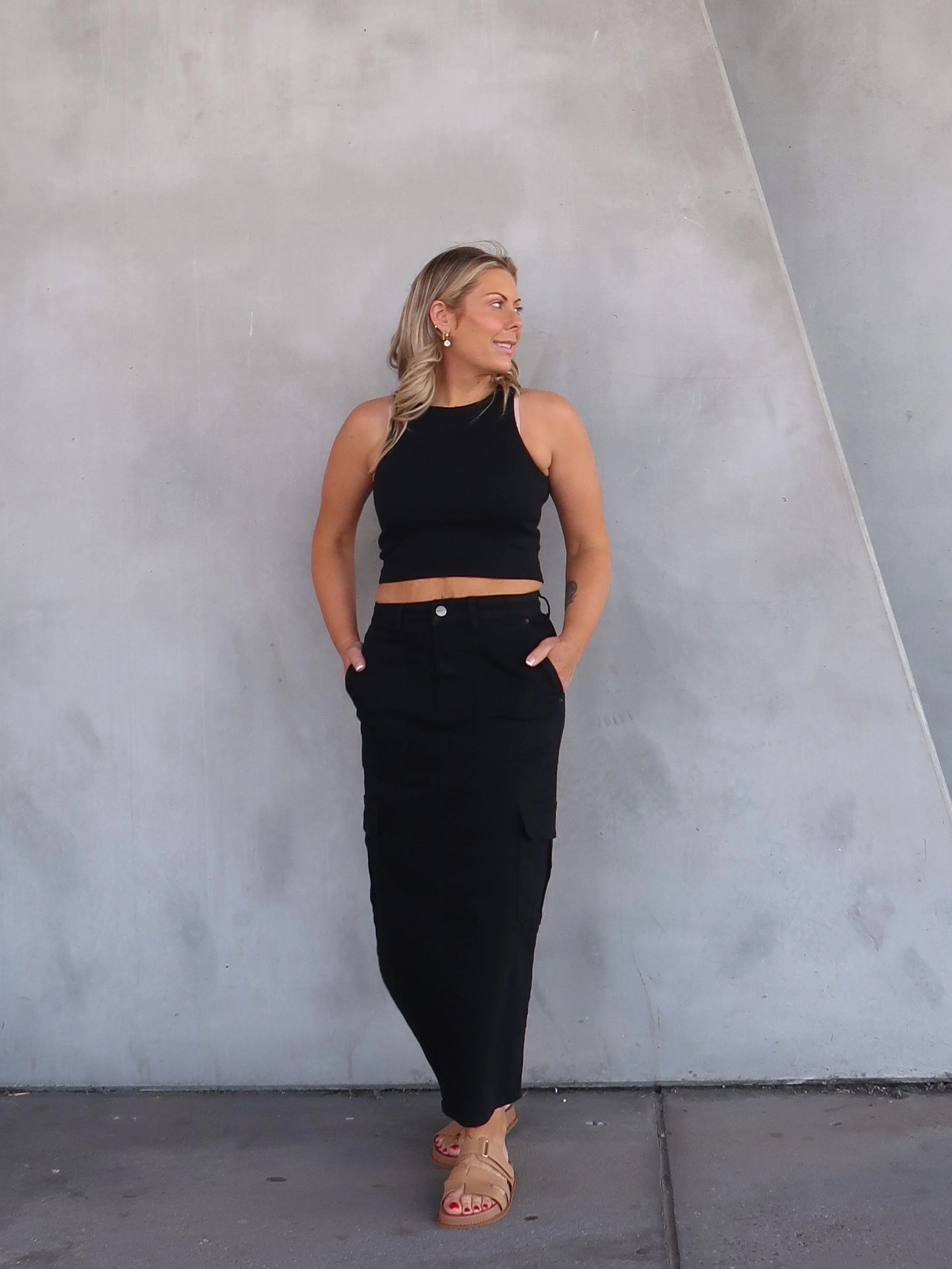 Artisan Print Calm Mood Nova Denim Cargo Skirt