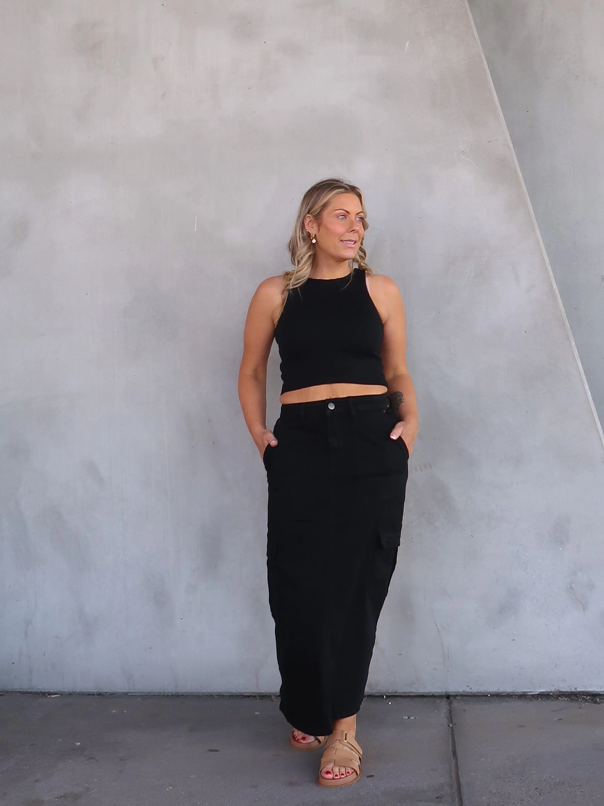 Classic Elegance Wrap style Nova Denim Cargo Skirt