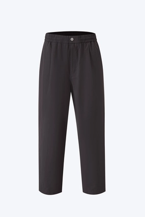 Minimal Look Nylon Cotton Drawstring Pants - Charcoal