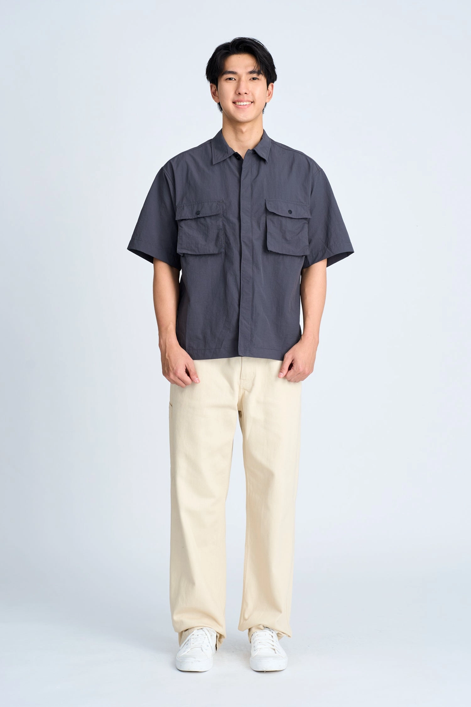 Trendy Nylon Utility Shirt - Charcoal [AT]