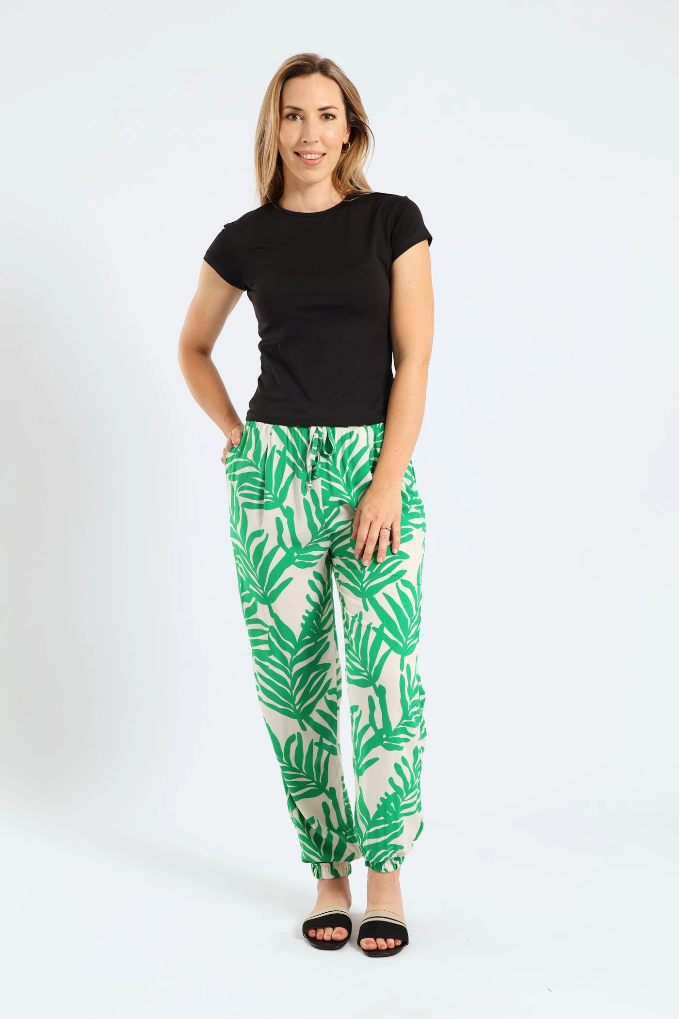 Short Sleeve Crew Neck Polyamide Tee - Black Layered Placket Design